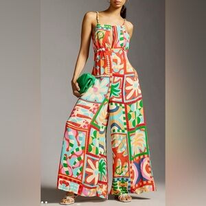 FarmRio Cutout wide Leg Jumpsuit Size M